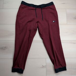 Nike Joggers Mens XL French Terry Shoebox Cuffed Sweatpants Burgundy Red